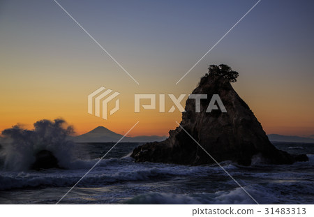 Boso Peninsula Tomiura-machi name Nozuya-shishujima evening view Boso Peninsula Tomiura-machi name Nozuya-shishujima evening view 31483313