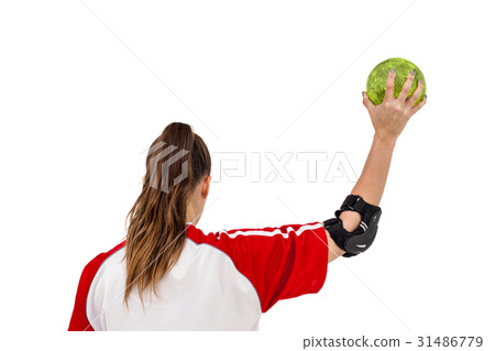 Sportswoman holding a ball 31486779