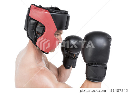 Boxer performing boxing stance 31487243