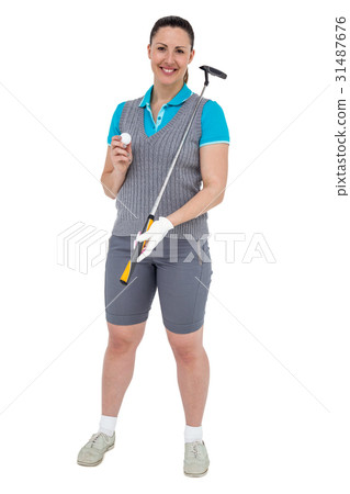 Golf player holding a golf club and golf ball Golf player holding a golf club and golf ball 31487676