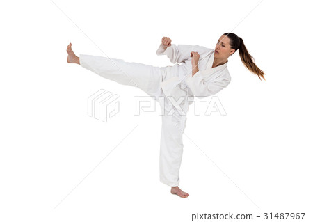 Fighter performing karate stance Fighter performing karate stance 31487967