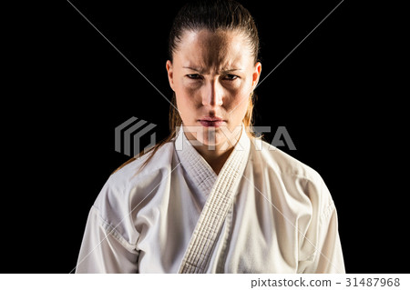 Female fighter on black background Female fighter on black background 31487968
