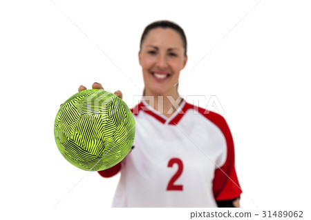 Sportswoman holding a ball Sportswoman holding a ball 31489062