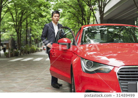 Casual middle businessman red car 31489499
