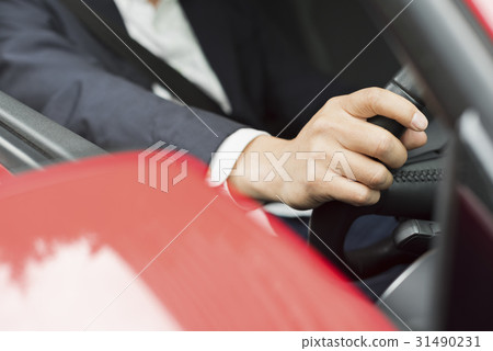 Casual middle businessman red car 31490231
