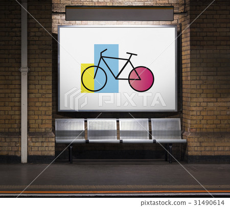 Banner Showing Advertising with Bike Icon 31490614