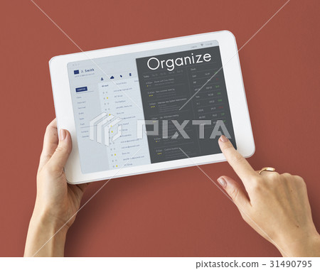 Graphic of personal organizer appointment schedule on digital tablet Graphic of personal organizer appointment schedule on digital tablet 31490795