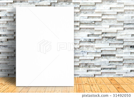 Blank poster on plank wooden floor and pattern 31492050