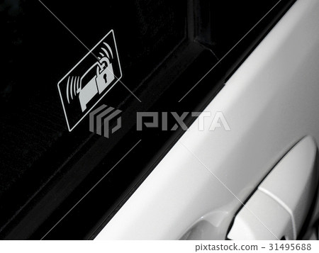 Security sticker put on window of passenger car 31495688