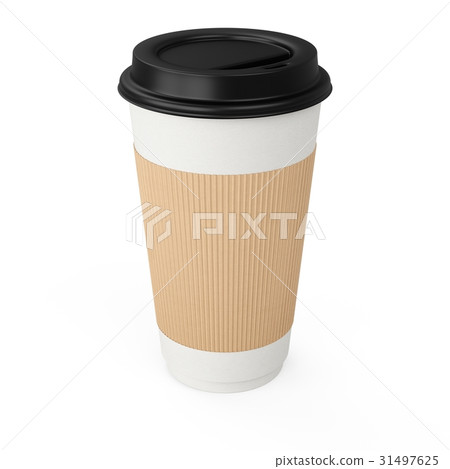 3D Rendering paper coffee cup isolated on white 31497625