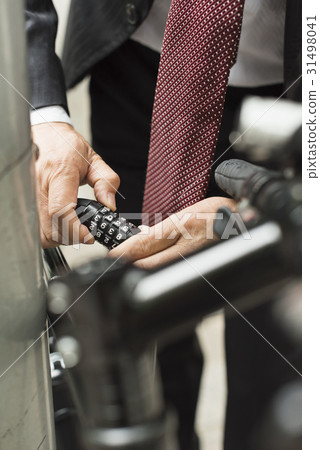 Middle businessman bicycle Middle businessman bicycle 31498041