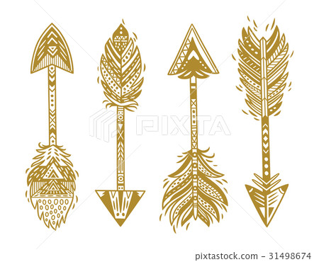 Indian ethnic arrows in gold. Vector illustration Indian ethnic arrows in gold. Vector illustration 31498674