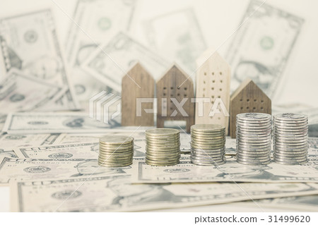 coins, home model with banknotes dollar coins, home model with banknotes dollar 31499620