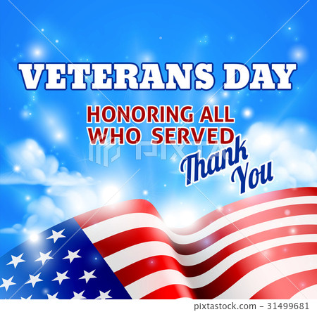 Veterans Day American Flag Background Sky 31499681