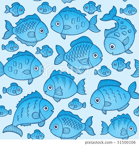 Seamless background with fish drawings 1 31500106