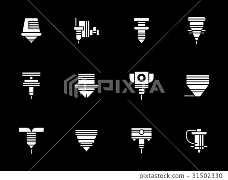 Robotic lasers white glyph style vector icons 31502330