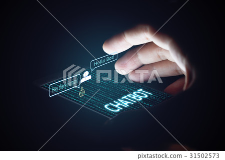 Chatbot concept. Man holding smartphone Chatbot concept. Man holding smartphone 31502573