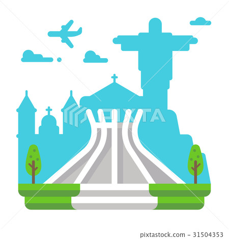 Flat design Brasila cathedral 31504353