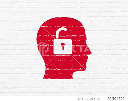 Finance concept: Head With Padlock on wall 31504521