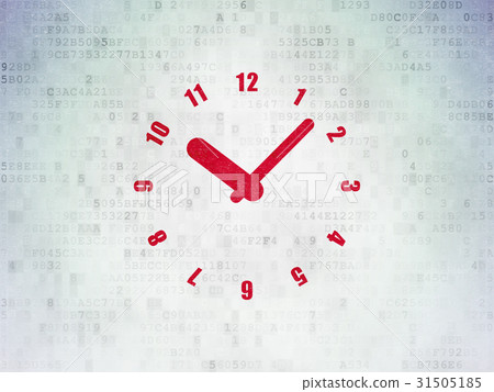 Time concept: Clock on Digital Data Paper Time concept: Clock on Digital Data Paper 31505185