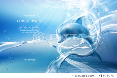 Vector banner with flows, bubbles of crystal clear 31505970