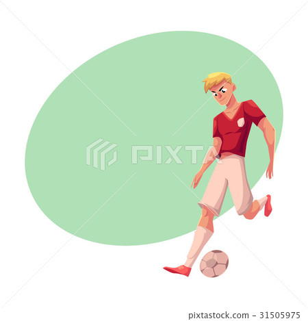 Handsome blond soccer, football player in uniform 31505975