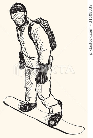 sketch of Snow board man riding, Winter Sport, 31509338