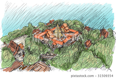 sketch landscape of Thai temple asia style 31509354