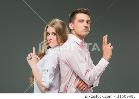 The young couple with different emotions during 31509495