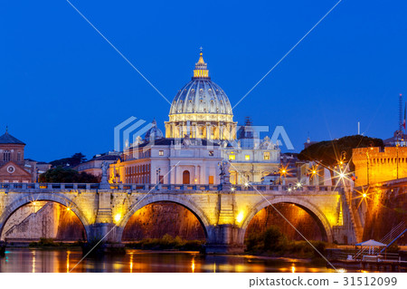 Rome. The Tiber River and Saint Peter's Cathedral. 31512099