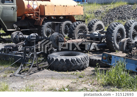 Dismantled old truck in a dump Dismantled old truck in a dump 31512693