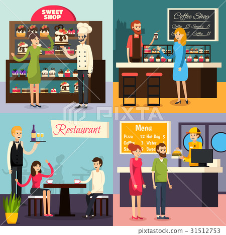 Cafe Worker Flat Icon Set 31512753