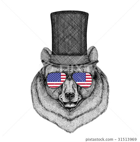 Black bear American bear wearing cylinder top hat 31513969