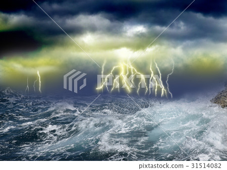 Lightning and rough waves Lightning and rough waves 31514082