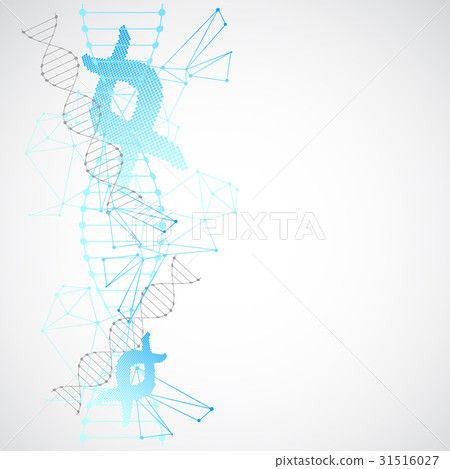 Science template, blue wallpaper a DNA molecules. Science template, blue wallpaper a DNA molecules. 31516027