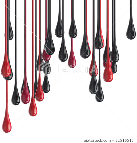 3D red and black glossy paint drop blobs 31516515