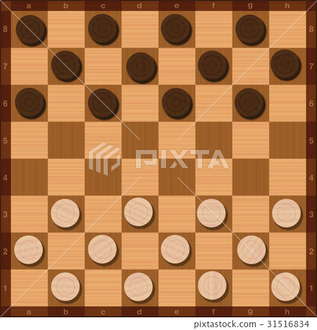 Draughts Checkers Starting Position Wood Style 31516834