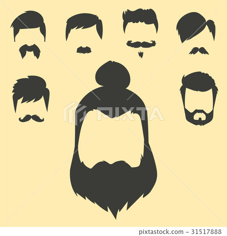 Vector set of hipster retro hair style mustache - Stock Illustration ...