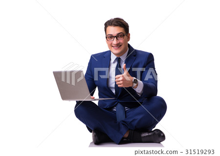 Businessman sitting on the floor isolated on white Businessman sitting on the floor isolated on white 31519293