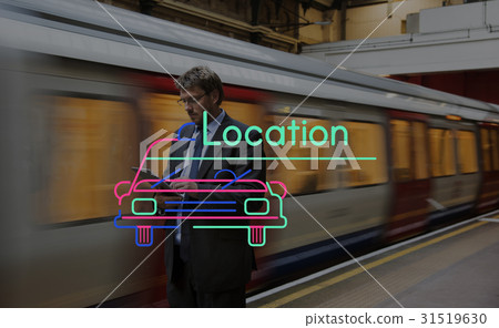 City Life Rush Hour with Car Icon and Word 31519630