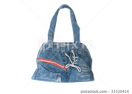 A blue denim bag isolate on white with path 31520414
