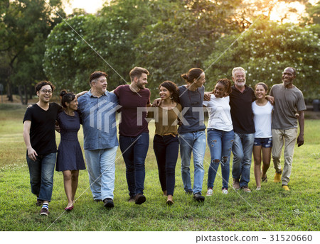 Group of people support unity arm around together Group of people support unity arm around together 31520660