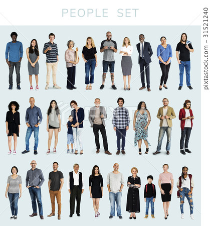 Diversity People Set Gesture Standing Together Studio Isolated Diversity People Set Gesture Standing Together Studio Isolated 31521240