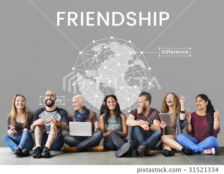 Network graphic overlay banner on wall 31521334