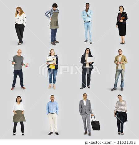 Diverse Career Business People Set Gesture Studio Isolated 31521388
