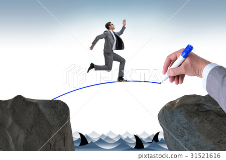 Hand drawing bridge under businessman Hand drawing bridge under businessman 31521616