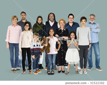 Diversity of People Generations Set Together Studio Isolated 31522102