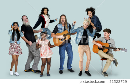 Diverse of People Enjoy Music Lifestyle Studio Isolated 31522729