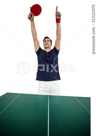 Happy male athlete posing after victory Happy male athlete posing after victory 31522970