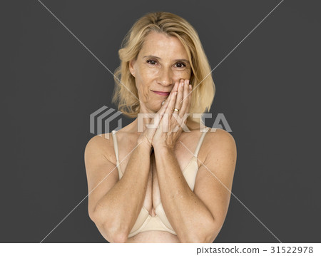 Blonde Woman Studio Shoot Staring Blonde Woman Studio Shoot Staring 31522978